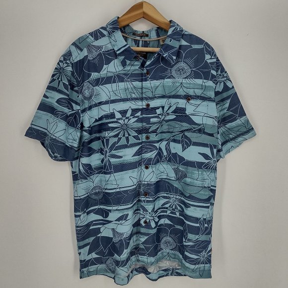 Quiksilver Waterman Collection Tailored Fit Floral Hawaiian Button Up Shirt - Picture 1 of 6